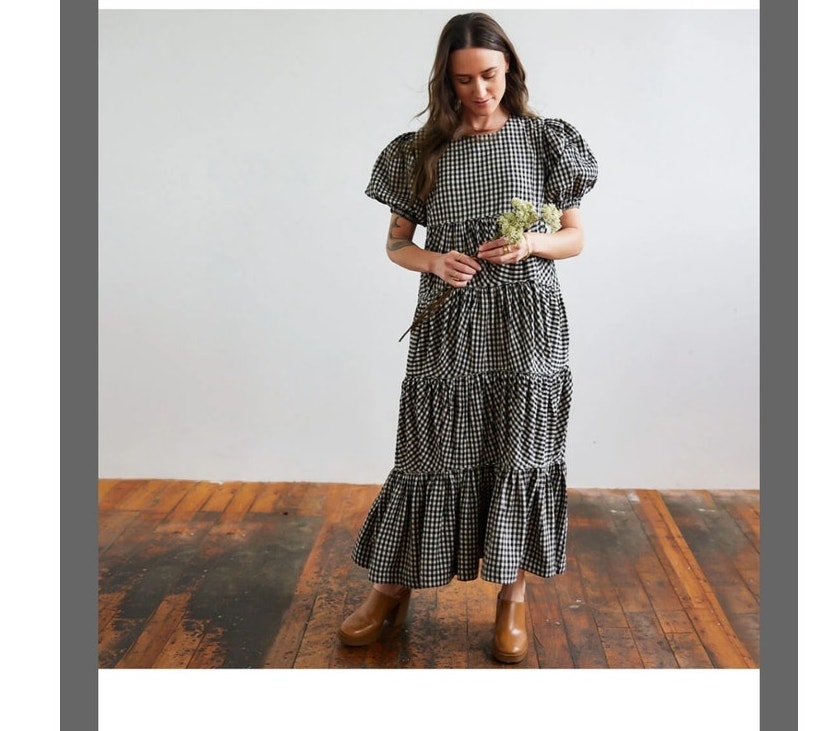 Nwt Mulxiply Collaborative Tiered Ruffle Gingham Maxi Dress Sz Large Cottagecore